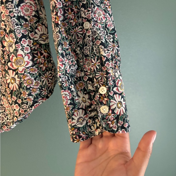 J Crew London of Liberty 100% Cotton Button Down Shirt Floral Artsy Print Blouse - Picture 2 of 10